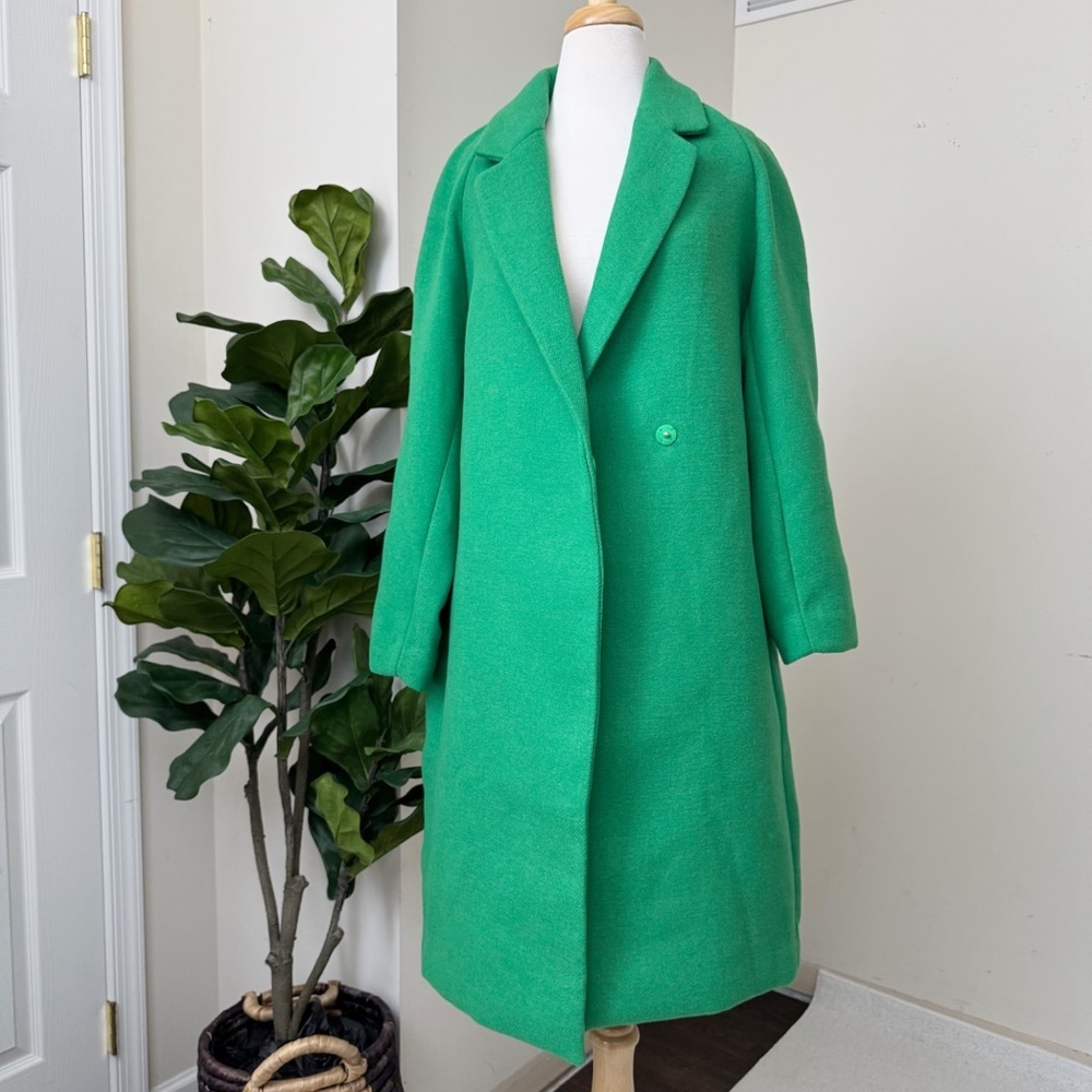 Green Single-Button Long Coat - Picture 7 of 16
